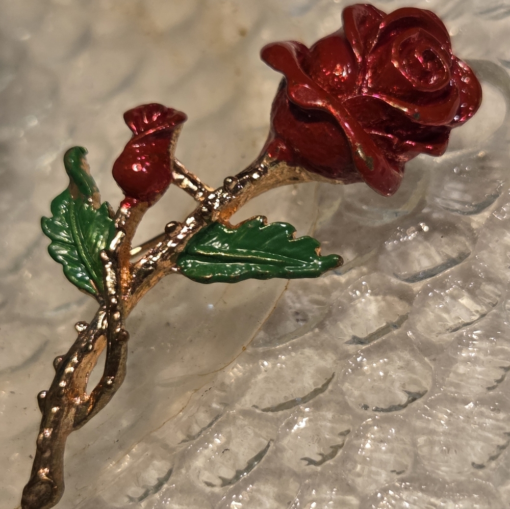 Rose Brooch Longstem, Vintage